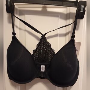 Black Front Clasp Lace Back Women's Bra 34D